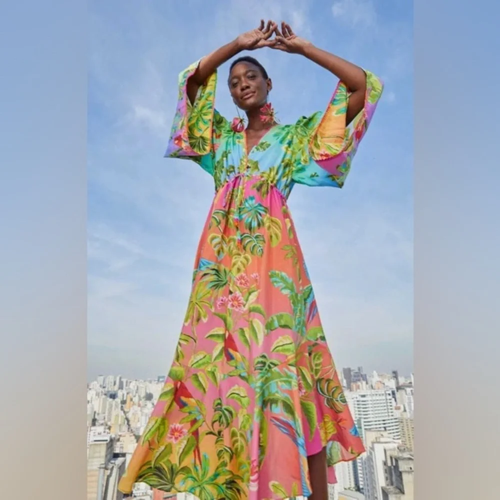 FARM RIO Ombre Forest Ruffle Tunic Dress - Picture 5 of 15